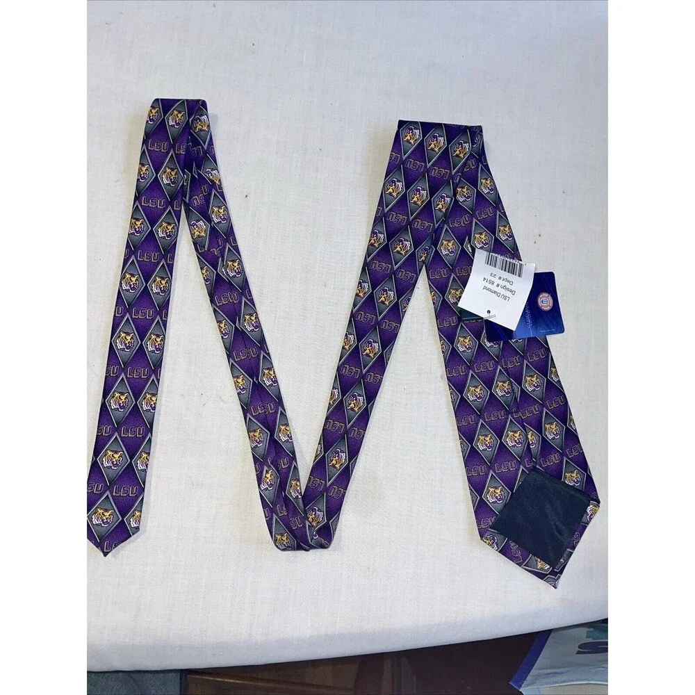 Eagle Neckwear L.S.U. Tigers Men’s Dress Tie Sz 55” Purple Diamond Business